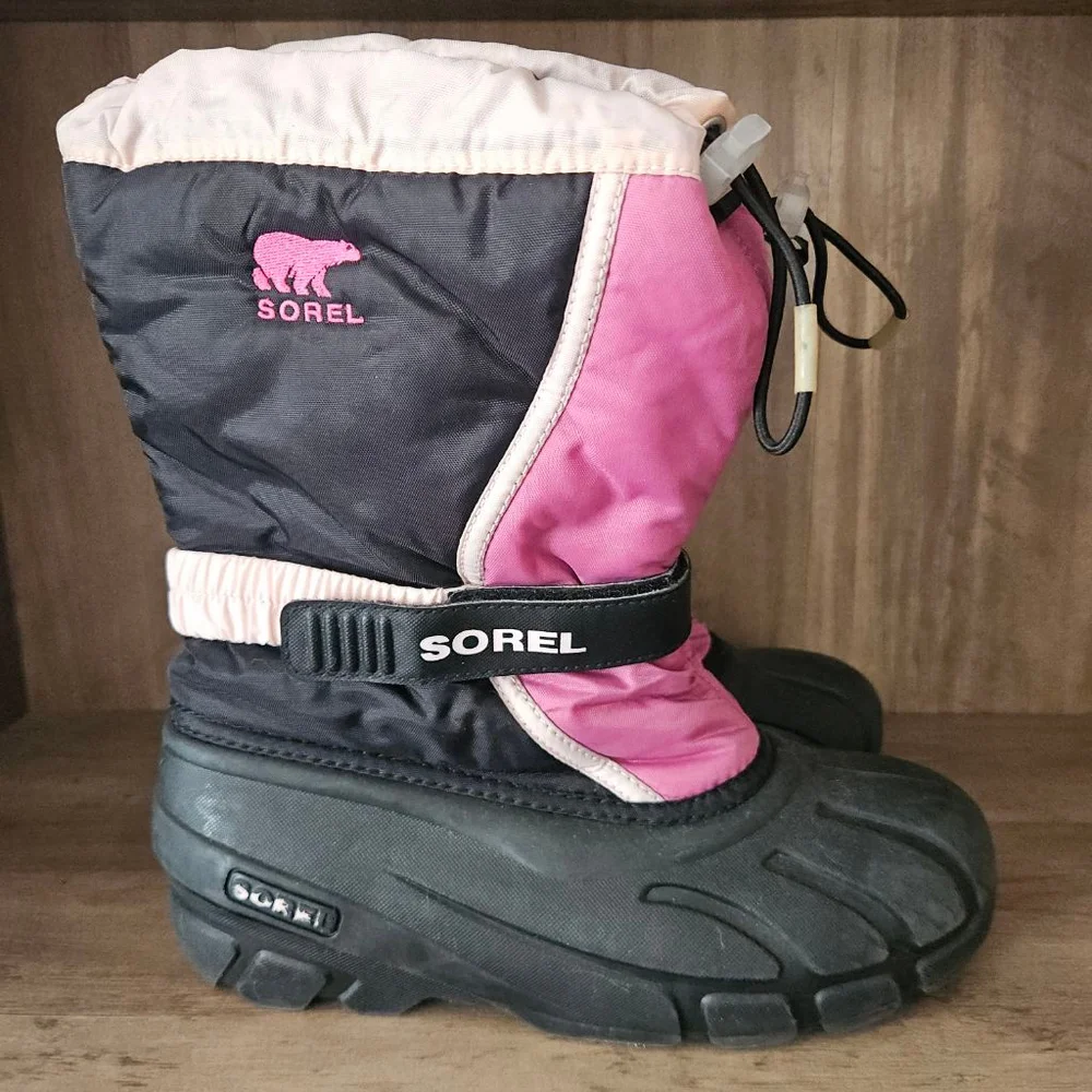 Sorel Black Pink Snow Winter Boot Girls 6
